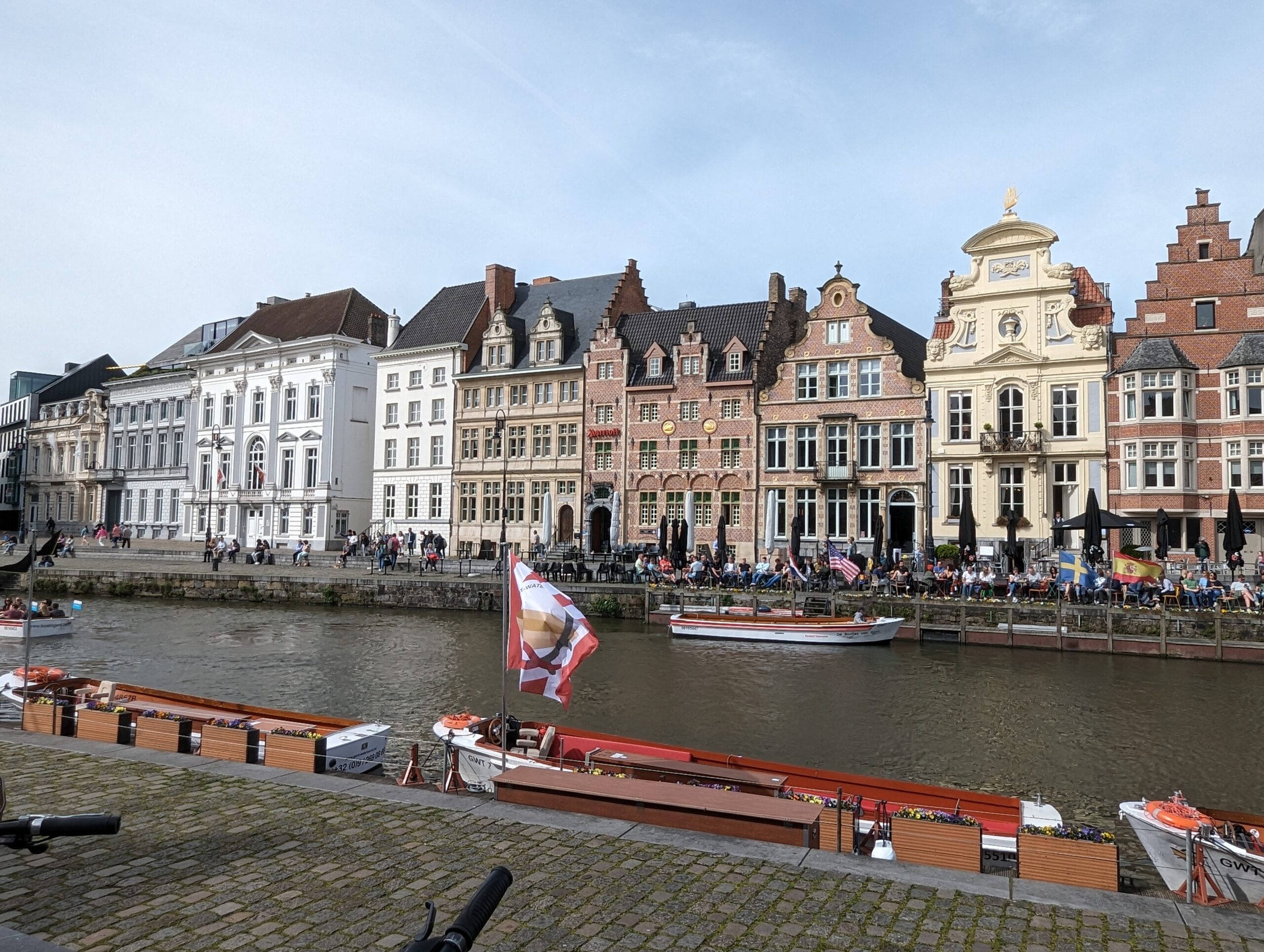 A row of town houses along the river in Ghent, Belgium.