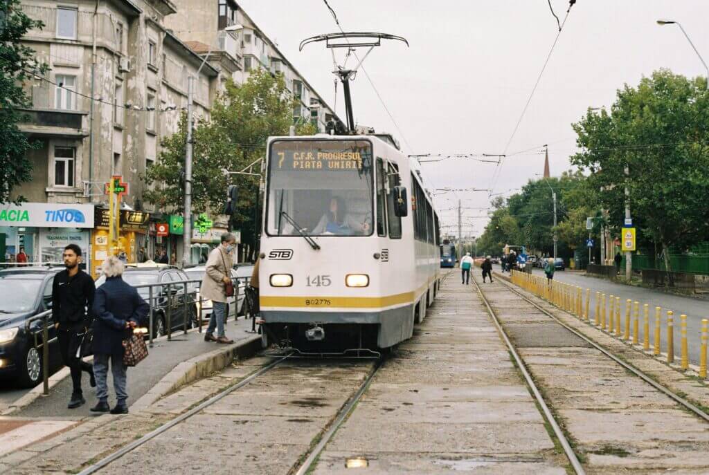 An old tram in Bucharest, on my Romania city break.