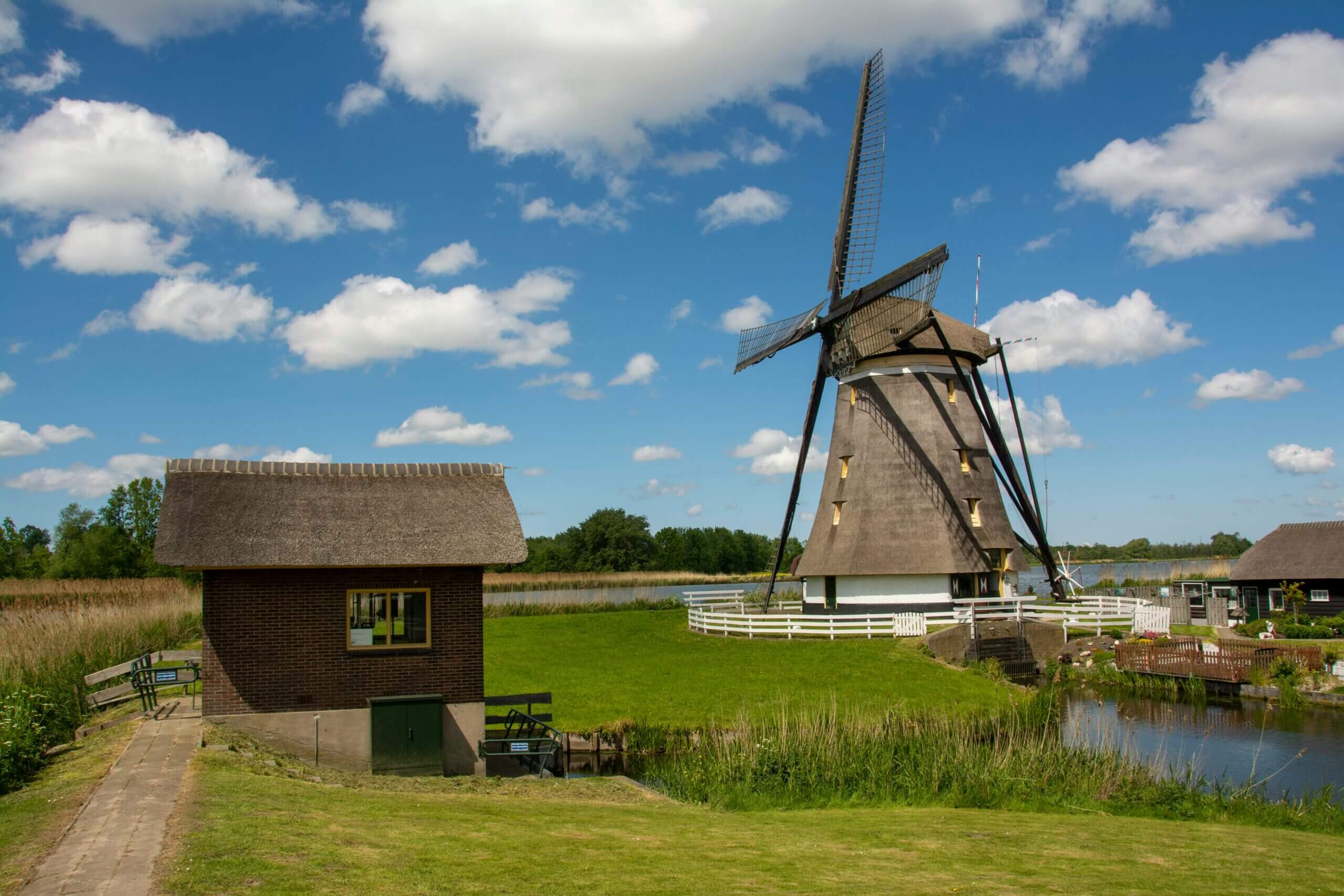 A Windmill at Kinderdijk in the Netherlands.